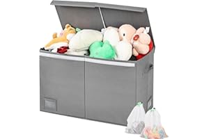 HEYCOOK Toys Storage Organiser, 72L Soft Toy Storage Box Large, Kids' Toy Chests & Boxes, Childrens Toy Storage Box with Lid (Grey)