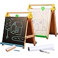 Shumee Wooden 3-in-1 Double Sided Table Top Easel(2 Years+) - Black Board, White Board, 25 Big White Sheets to Write, Draw & Paint