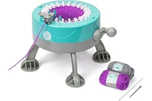 Knitting Circle Station for Kids | Kids Craft Kit for Beginners, Small Knitting Machine, Knit Gloves Hats and Scarves with Two Coloured Yarns