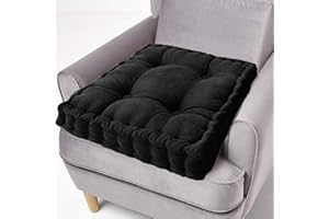 ping bu Cojín de asiento elevador de algodón, cojines de asiento cuadrados gruesos, almohadillas de asiento grandes firmes de 50 cm para sillón de jardín y silla de adultos (40 x 40 cm, negro)