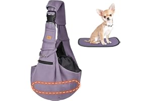 Cuby - Borsa a tracolla per animali, reversibile, per mani libere, borsa tote morbida, per trasportare cuccioli, cani di piccola taglia e gatti all’aperto (viola, tracolla regolabile 2.0)