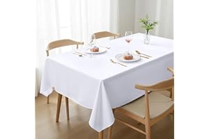 Utopia Kitchen Rectangle Tablecloth 150x240 cm - (Pack of 2) White Table Cover Machine Washable Table Cloth Perfect for Parties, Weddings and Festivals (59x95 inches)