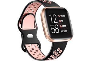 Dirrelo Bracelet Compatible avec Fitbit Versa 2 Bracelet/Fitbit Versa Lite Bracelet/Fitbit Versa Bracelet, Double Couleur Silicone Souple Sport Respirant Imperméable Bracelet pour Femmes Hommes