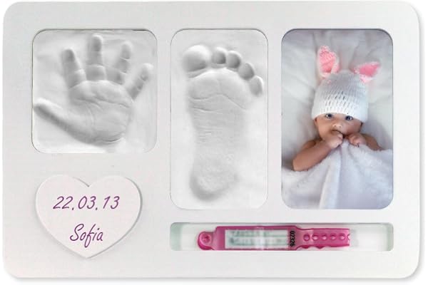 iPiccoli | Cadre pour Empreintes Mains et Pieds Nouveau-né. Design Simple. Cadeau Naissance. Kit Empreintes Enfant. Cadeau Naissance. (30x20cm)