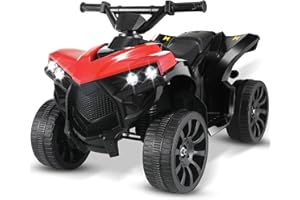 MAMIZO 6V Kids Electric Ride on Car, ATV Quad Bike with MP3 Music Player, Trumpet and LED Lights, USB Charging, Children Vehicle Quad Electric Car 3-5 km/h, for 3 Years Old Boys Girls, Red