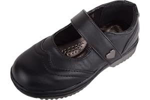 ABSOLUTE FOOTWEAR Childrens Kids Girls Slip On Faux Leather Smart Formal School Touch and Close Shoes