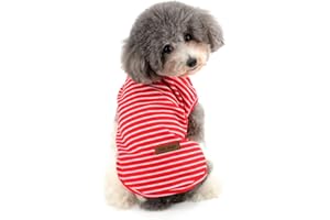 Ranphy Camisa de algodón a rayas para perro, ropa de perrito, linda camiseta para cachorros, ropa para mascotas para perros pequeños, chaleco de verano para mascotas, rojo, XL