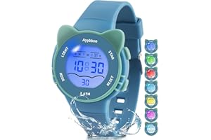 Ayybboo Orologio per Bambini, Orologio Illuminato a 7 Colori,Orologio Digitale per Bambina Impermeabile 3ATM per Bambini e Bambine da 4 a 12 Anni