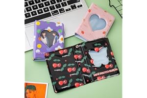 MaehSab 3 Inch Mini Photo Album Set of 3, Small Kpop Photocard Binder Album, Kpop Photocard Holder Book, Photocard ID Holder, Cherry,Strawberry,Flower