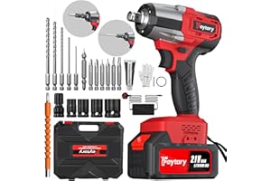 HSHA Llave de Impacto Inalámbrica, Brushless 1/2" 550N.m Llave de Impacto Eléctrica con 4 Enchufes, 12 Puntas de Destornillador, Batería 4.0Ah y Caja de Transporte para Coches Camiones