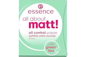 ‎ESSENCE COSMETICS essence all about matt! oil control paper, mattierendes Papier, Puderpapier, transparent, glanzabsorbierend, matt, Nanopartikel frei, ohne Parfüm, ölfrei (50 Stück)