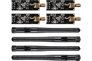 AOICRIE 4 stücke Wireless Transceiver Modul 2,4G 1100 mt NRF24L + PA + LNA in Antistatischer Schaum for Arduino Kompatibel mit Antenne
