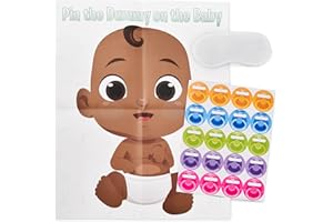 SASS PARTY & GIFTS Baby Shower Game - Pin The Dummy on The - Includes 20 Stickers, Large Poster and Luxury Blindfold (Option 2)
