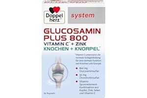 ‎DOPPELHERZ Doppelherz system GLUCOSAMIN 800 PLUS – Mit Vitamin C als Beitrag zur normalen Kollagenbildung für eine normale Knorpelfunktion – 60 Kapseln