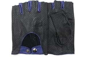 ZLUXURQ Guanti in pelle da uomo Senza dita a maglia intera Guanti da guida a mezzo dito