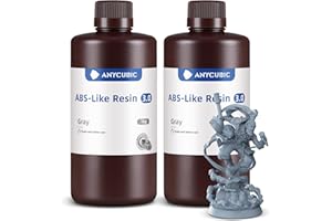 ANYCUBIC ABS-Like Resin 3.0, 3D Drucker Resin mit Ausgezeichneter Härte und Zähigkeit, Hochpräzises, Geruchsarmes 405 nm UV-härtbares Harz für Resin 3D Printer, Grau, 1000g, 2pcs