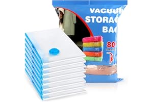 ELEPRUC 8 Stück Bolsas de Almacenaje al Vacío, 80x60cm Bolsas Vacio Ropa, Bolsas de Almacenamiento, Vacuum Storage Bags, Bolsa Vacio Edredon para Cama, Edredones, Almohadas