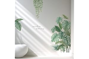 Tanlaby Stickers Muraux Plantes Vertes Autocollants Muraux Feuilles Tropicales Sticker Mural Feuille de Palmier pour Fille Femme Salons Chambres Bureaux Canapé Fond Décoration Murale