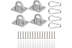Lyaor 4 Pezzi M6 Gancio per Piastra Oculare con Moschettoni Placca Occhiello 304 Acciaio Inossidabile Gancio Robusto per Montaggio a Parete a Soffitto Piastra Ancoraggio per Swing Parasole Aerial Yoga