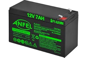 ANFEL Batteria Lead Acid AGM 12V 7Ah al Piombo Ricaricabile Pila Batteria Ermetica Batterie di Ricambio per ups Impianto di Allarme Veicoli Emergenza Elettronica Prodotti Medici