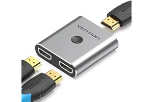 VENTION HDMI Switch 4K@60Hz, Aluminio Conmutador HDMI 2.0 Bidireccional 2 Entradas a 1 Salida o Switch 1 in 2 out, Soporta 4K, 3D y 1080P HDR HDCP 2.2, para TV PC DVD PS4 PS5 Xbox BluRay