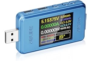 Heemol USB-testarmätare, 1,77 tum, färgskärm, DC 4–24 V, 0–6,5 A, digital multimeter, spänning, ström, effektmätare, mätkapacitet voltmeter, stöder PD/QC snabbladdningsprotokoll