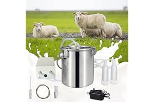 KARDOR Electric Milking Machine for Goat Sheep,3L/7L/14LStainless Steel Milker Machine,with 2 Teat Cups,Portable Pulsation Vacuum Pump,Automatic Stop Equipment for Sheep Livestock Home Farm(For Goat 3L)