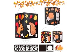 DKINY 4 Kit Fai da Te Lanterna Autunnale di Carta Riccio Scoiattolo Gufo Leone con Colla Lanterna Creativa per Bambini Autunno Halloween Attività Manuale