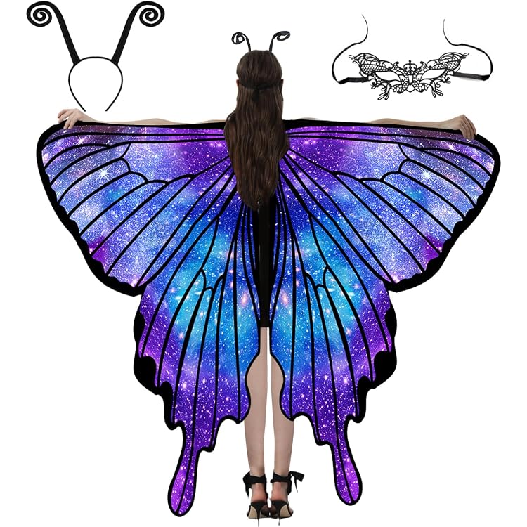 Schmetterlings-Kostüm Für Damen – Mit Flügel-Umhang, Rock & Maske, Für Karneval & Cosplay