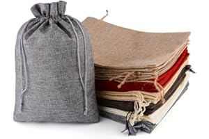 CLTPY 20 Stück 20x30 cm Jutesäckchen Baumwollsäckchen Leinenbeutel Beutel mit Kordelzug Jutebeutel Aufbewahrungstasche Schmuckbeutel für Geschenksäckchen Hochzeit Party Weihnachten Geschenk（Farbe）