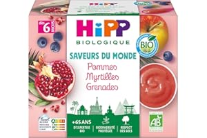 HiPP - Saveurs du Monde - Pommes Myrtilles Grenades Coupelles - 4x100g
