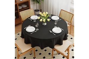 Zdada Schwarz Abwaschbar Tischdecken Rund Ø120cm Polyester Tischdecke, Kratzfest, Fleckschutz Tischtuch Outdoor Tischwäsche für Garten, Esszimmer, Feiern und Haushalt