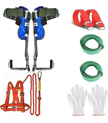 Crampons D'escalade D'arbres - 2 Outils à 4 Griffes Avec Sangles - Pour Grimpe, élagage, Récolte - Métal Robuste - 4