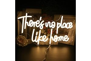 Looklight There’s no Place Like Home Neon Sign Warm White Neon Signs for Wall Decor, LED Light Sign USB Letter Light Up Signs for Bedroom Living Room Home Birthday Wedding Party