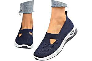 POIUIYQA Chaussures Orthopédiques pour Femme, Chaussures sans Lacets Antidérapantes avec Maille pour Femme, Basket de Marche À Plateforme Orthopédique Légères et Confortables