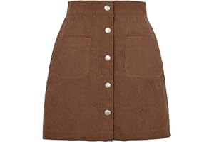 Kuukaas Cordrock Damen für Herbst & Winter Minirock A Linie Kurz Rock Hohe Taille mit Taschen S-XL