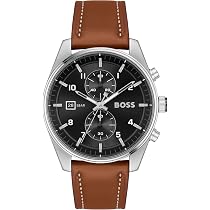 Montre BOSS Homme Classic 1 - Cadran Bleu, Bracelet Cuir Noir - Quartz - Étanche 3 ATM