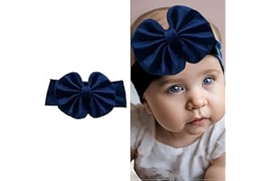 BOTTEGA DELLA PRINCIPESSA Bandeau bébé fille en velours doux avec nœud – accessoire cheveux élastique, 3 à 18 mois, idéal cadeau naissance (Bleu marine, De 3 à 18 mois)