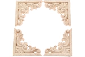 MUXSAM 4Pcs Vintage Holz Geschnitzt Corner Flourish Applique Rahmen Möbel Wand Unlackiert für Haus Schrank Tür Dekor Handwerk 6*6cm