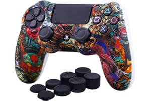 YoRHa Water Transfer Printing (des Bêtes) Housse en Silicone pour PS4 Dualshock 4 contrôleur Slim/Pro x 1 avec poignées Pro x 8
