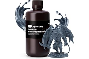 ELEGOO Resina 3D 8K Gris 1KG, Resina Estándar UV 405nm Curado Rápido Resina Fotopolímero para Impresora 3D/ LCD/DLP
