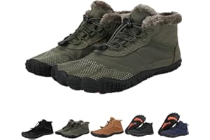 CSHE Barfußschuhe Winter, Outdoor Barfußschuhe Herren Damen Herbst Winter, Wasserdicht Barfussschuhe Barefoot Shoes, Trocknend Traillaufschuhe Wanderschuhe Zehenschuhe Hohe Warme und rutschfeste Stiefel