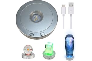 CDIYTOOL Obrotowa podstawa oświetlenia LED, okrągła podstawa światła LED, obrotowa podstawa Dispaly kolorowa spinningowa płyta bazowa biurkowa podstawa lampa stojak ozdoba na kryształową kulkę biżuteria, kryształowe zdjęcia