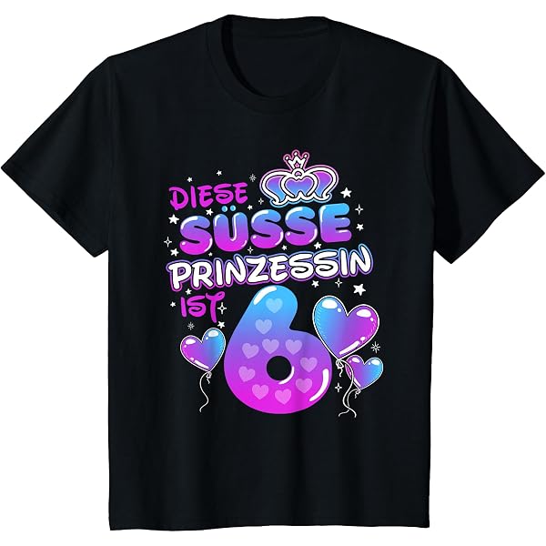 Mädchen 6. Geburtstag T-Shirt – 'Erst 6 Und Schon Prinzessin!' In Lila Mit Süßen Motiven