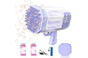 SKICARE Seifenblasenmaschine Bazooka Bubble Machine Elektrische Wasserpistole Outdoor Spielzeug - 69 Löcher Seifenblasen Hochzeit Toy Gun Mit Lichtern - Bazooka Für Halloween Party Hochzeit