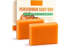Persimmon tvål – 2-pack persimmon kärntvål natur – Kaki tvål mot kroppslukt för män kvinnor, tvål för ansikte och kropp, djup