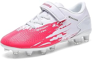 Maxome Kids Football Boots, FG/AG Boys Girls Athletic Soccer Cleats Shoes for Training, Practice, Running with Velcro