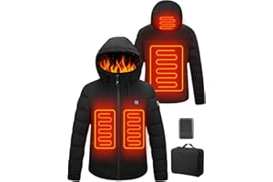 QDRECLOD Giacca Riscaldata con Cappuccio, Giacca invernale Uomo Donna Calda con 3 Livelli di Riscaldamento,Cappotti Impermeabile per Il Lavoro All'aperto Sci Pesca Moto