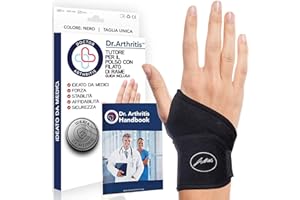 Dr. Arthritis Tutore Polso con Rivestimento in Rame Ideato da Medici – Polsiera Ortopedica Mano Sinistra e Destra – Fascia Elastica di Supporto per Tunnel Carpale (Singolo, Taglia Unica, Nero)