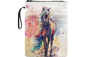 COEQINE Book Protector Hard Case for Boys, 11"x 8.5" Boys Book Cover Sleeve Case for Teenage, Fashion Print Art Horse Pattern Book Sleeve Cover Case with Zipper Pocket